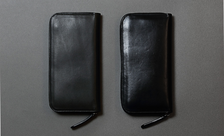 mark_ラウンド長財布01ブラック新品と並べた時の印象