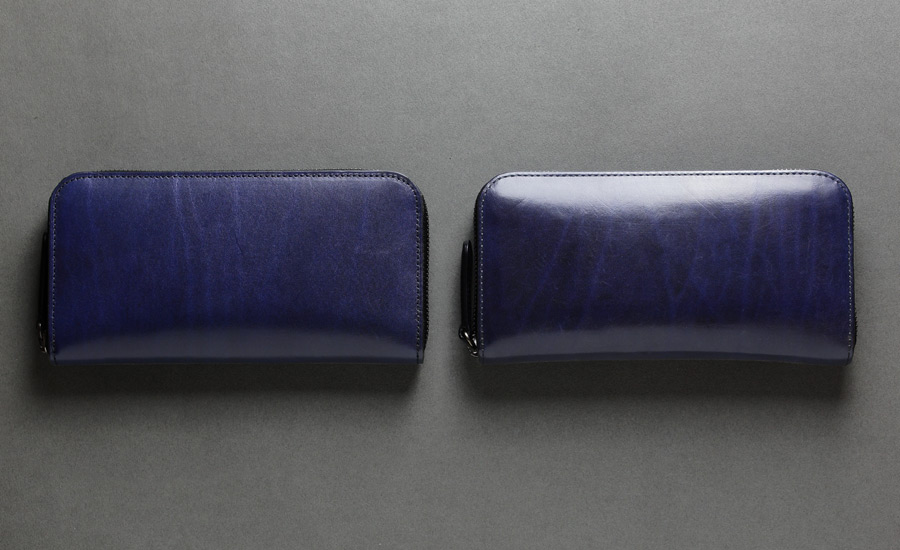 mark_ラウンド長財布02_ネイビーのエイジング比較