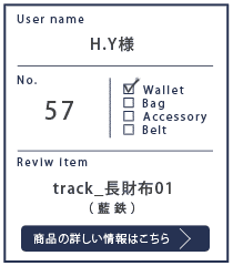 Alt81ご愛用者様レビュー H.Y様 track_長財布01_藍鉄約２年６カ月使用