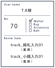 Alt81ご愛用者様レビュー T.K様 track_純札入れ01_藍鉄 約２年６カ月使用