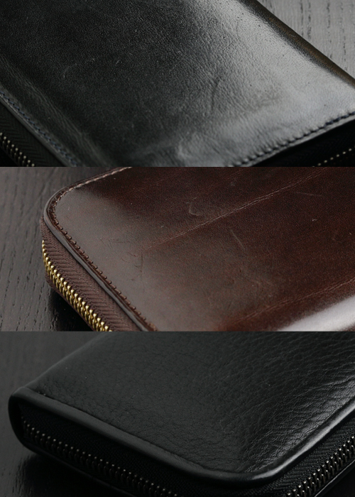 Alt81ラウンド長財布３型比較／傷の目立ち具合