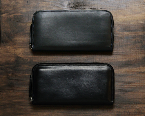 Alt81ラウンド長財布３型比較／mark_ラウンド長財布01の経年変化