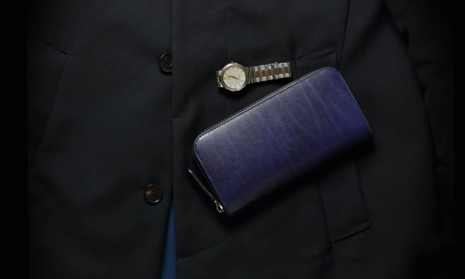 Alt81ラウンドファスナー長財布ネイビーのイメージ03