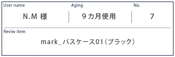 Alt81ご愛用者様レビュー N.M 様 mark_パスケース01_ブラック 9カ月使用