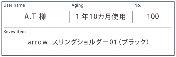 Alt81ご愛用者様レビュー A.T様 arrow_スリングショルダー01_ブラック 約１年10カ月使用