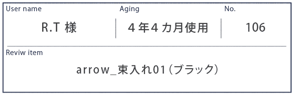 Alt81ご愛用者様レビュー T.K 様 arrow_束入れ01_ブラック 約4年10カ月使用