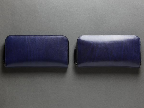 mark_ラウンド長財布02_ネイビーのエイジング比較