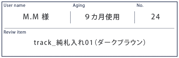 Alt81ご愛用者様レビュー M.M様 track_純札入れ01約９カ月使用