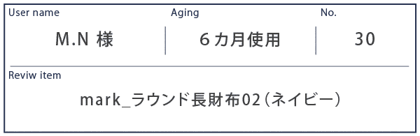 Alt81ご愛用者様レビュー M.N様 mark_ラウンド長財布02_ネイビー 約６カ月使用