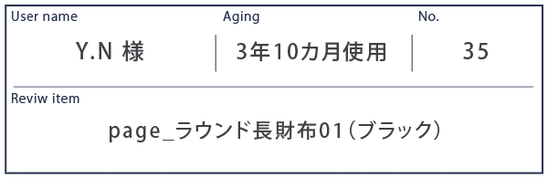 Alt81ご愛用者様レビュー Y.N様 page_ラウンド長財布01_ブラック約3年10カ月使用