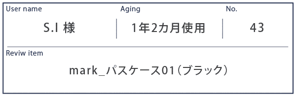 Alt81ご愛用者様レビュー S.I様 mark_パスケース01_ブラック 1年２カ月使用