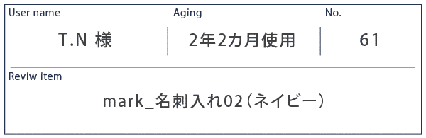 Alt81ご愛用者様レビュー T.N様のmark_名刺入れ02_ネイビー ２年２カ月使用