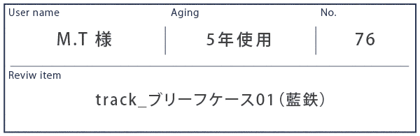 Alt81ご愛用者様レビュー M.T様 track_ブリーフケース01_藍鉄 5年使用