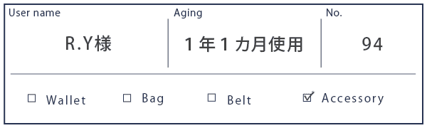 Alt81ご愛用者様レビュー R.Y様のtrack_名刺入れ01_藍鉄 １年１カ月使用