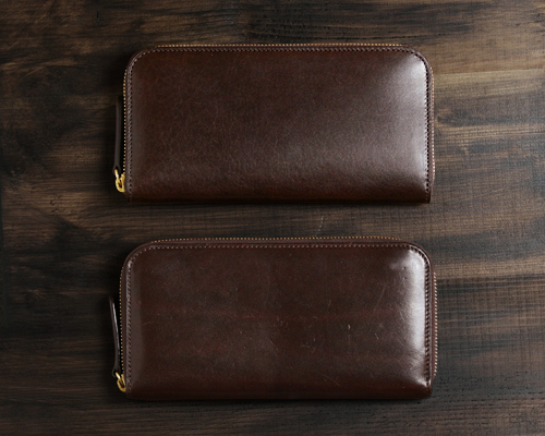 Alt81ラウンド長財布３型比較／markラウンド長財布02の経年変化